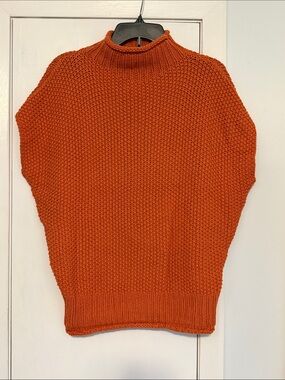 She + Sky Orange Chunky Knit Mock Neck Sweater